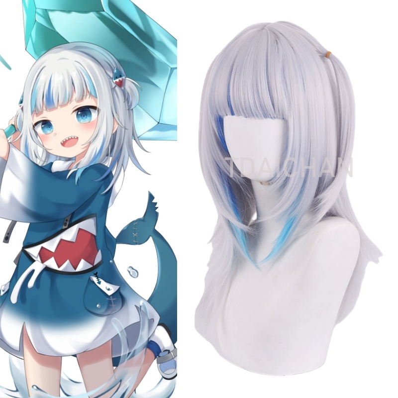 Anime Cosplay Event 2025 - 2025 Gawr Gura Cosplaypruik Wit Blauw