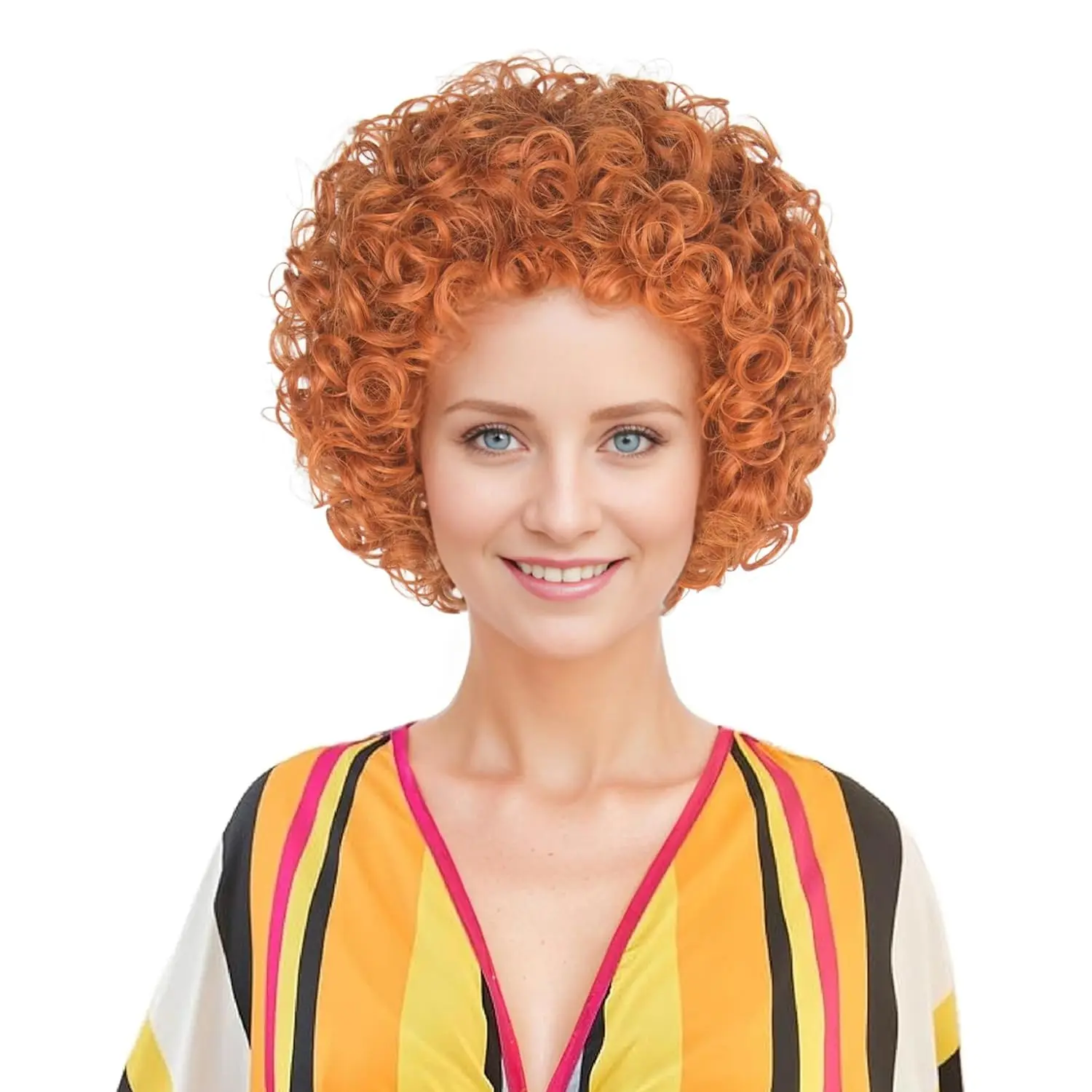 Anime Cosplay With Red Hair - Vrouwen Kort Krullend Rood Bruin Haar