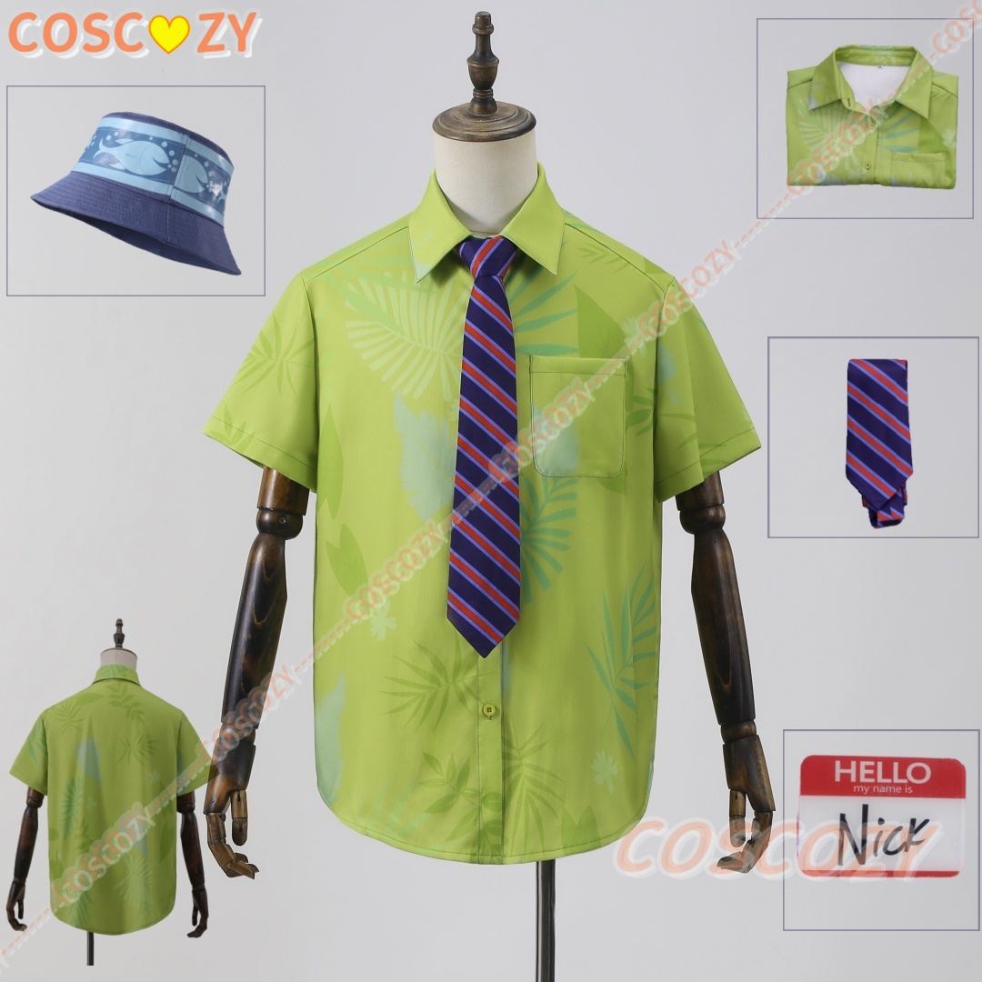 Anime Cosplay Name - Cartoon Nick Wilde Cosplay Groen Bedrukt