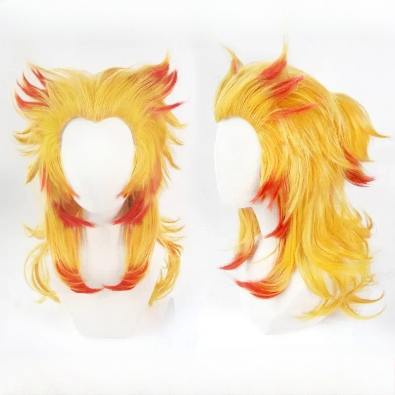 Anime Cosplay With Red Hair - Rengoku Kyoujurou Pruik Kimetsu Geen Yaiba